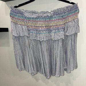 Vintage Havana Blue & White Striped Off The Shoulder Blouse